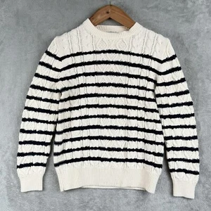 Crewcuts Cable Knit Sweater Boys 14 Preppy J.Crew 100% Cotton Striped Fisherman - Picture 1 of 10