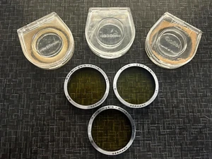 Lot of 3 Vtg Rollei Gelb Hell Mittel Yellow Camera Filter w/ OEM Case Germany - Picture 1 of 2