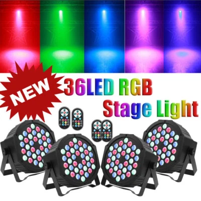 4PCS DJ Disco Party Stage Light 36LED RGB DMX Beam Lights KTV Show PAR Lighting - Image 1 of 4