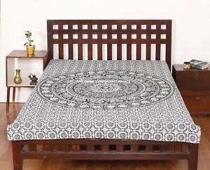 Elephant Mandala Bedcover Indien Bedsheet Bedspread Kantha Quilt Throw Coverlets
