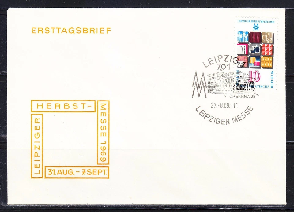 Germany DDR 1969 FDC cover Mi 1494 Sc 1128 Leipzig Fall Fair - Image 1 of 1