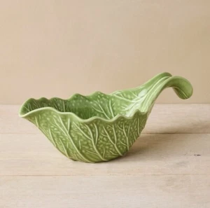 NEW! John Derian for Target Stoneware Green CABBAGE Leaf GRAVY BOAT Sold Out! - Picture 1 of 3