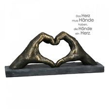 89343 Skulptur Herz aus Händen Poly bronzefarben 2 Hände die 1 Herz formen