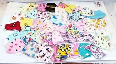 3 pack HANDMADE FASHION FACE COVER MASK cartoon kids grab bag fun child WASHABLE - Image 1 of 4