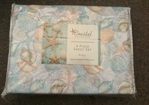 Coastal Collection 4 Piece Full Sheet Set-Sea Shells - Picture 1 of 1