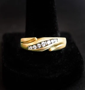 14k Yellow Gold Polished Band Men's Ring 7 Genuine Diamonds 35ctw. 10.75 size - Picture 1 of 20