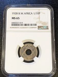 1928 MS65 British West Africa 1/10 Penny KM 7 NGC Copper-Nickel - Picture 1 of 2