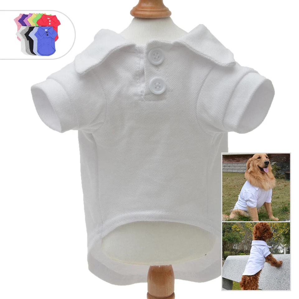 Basic Dog Polo Shirts Premium Cotton, Polo T-Shirts for Large Medium Small Dogs - Image 1 of 4