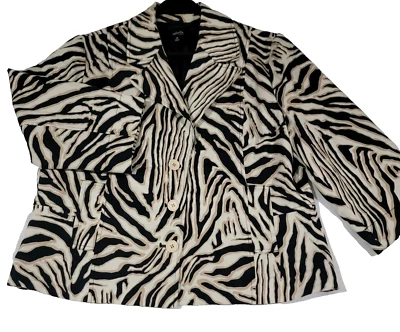 Rafaella Blazer Womens 1X Animal Print 3 Button Preppy Office Career Basic - Image 1 of 4