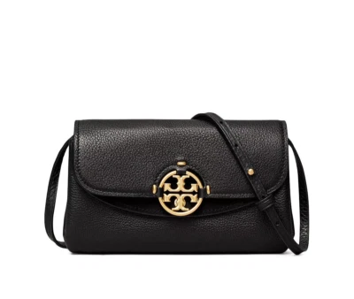 NUEVO CON ETIQUETAS Tory Burch Miller Cartera Cuero Bandolera Bolso sin asas NEGRO $348 AUTÉNTICO Foto 1 de 4