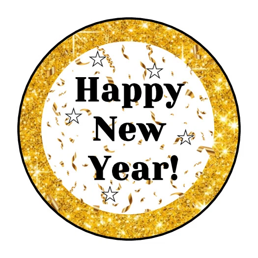 Happy New Year stickers, labels, tags, envelope seals, 2021, holidays - Image 1 of 1