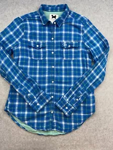 Gilly Hicks Womens Shirt Blouse Size Small Blue Plaid Casual Preppy - Picture 1 of 12
