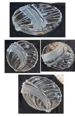 Cuenco para servir de cristal Mikasa de colección 12" x 3,75" líneas onduladas esmeriladas transparentes vieira Foto 1 de 4