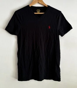 Ralph Lauren Mens T-shirt Size Small Black Logo Slim Fit V-neck Cotton Casual - Picture 1 of 11