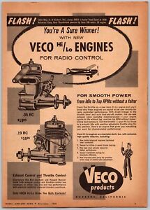 Veco Hi/Lo Engines For Radio Control Vintage Nov, 1958 Full Page Print Ad