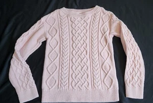 GAP Girls Crop Cable Knit Sweater Pink Size Medium 100% Cotton - Picture 1 of 4