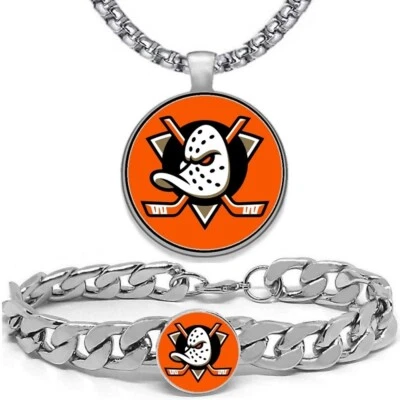 GRANDE Anaheim Ducks Para Hombres 2 Piezas Conjunto de Regalo Collar de Hockey con Pulsera D4D30 Foto 1 de 4