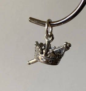 Vintage Sterling Silver King Queen Crown And Scepter Bracelet Charm Pendant - Picture 1 of 4