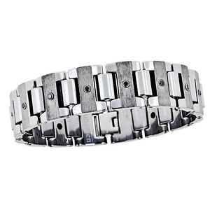 ONLY 2 LEFT - MEN'S Thick Tungsten Carbide Black Diamond Eternity Bracelet 