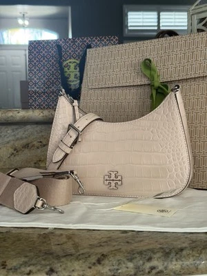 ¡478$! Bandolera convertible Tory Burch - Thea en relieve, rosa arcilla Foto 1 de 4