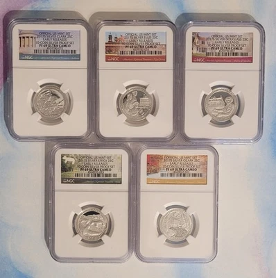 2017 S Silver Proof Quarter Set • NGC Grade PF69 DCAM • 5 Coins • Low Postage - Image 1 of 4