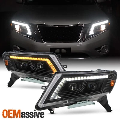 For 2013-2016 Pathfinder Projector Black Headlights Pair w/ LED DRL Turn Signal - Image 1 of 4