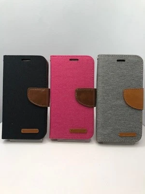 Funda tipo billetera de tela bicolor para Samsung Galaxy S7 G930 Foto 1 de 4