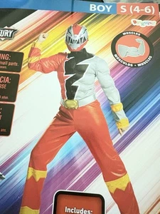 NEW Size 4-6 Power Rangers Red Costume Childs Size Muscles Mask Halloween - Picture 1 of 1