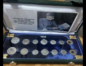 Juego de monedas de Pakistán 1948 en hermosa caja de presentación - Imagen 1 de 2