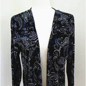 J Jill offener Blazer Damen L zierlich blau Paisley leicht lässig Boho Coastal - Bild 1 von 12