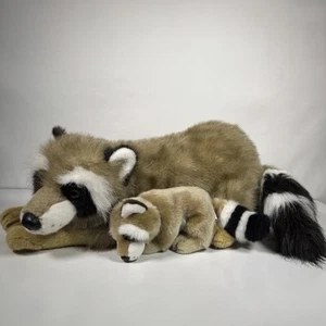Peluche de juguete fino mapache y bebé animal de peluche realista grande 30” - Imagen 1 de 9