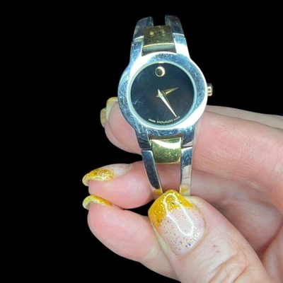 Reloj pulsera Movado mezclado metal oro plata esfera museo FUNCIONANDO Foto 1 de 4