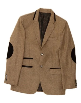 VINTAGE Mens 2 Button Blazer Jacket UK 38 Medium Brown Polyester DC18 - Image 1 of 3