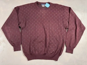 Vintage Mark Shale 80s Geometric Sweater Mens XL Maroon USA Made - Picture 1 of 9