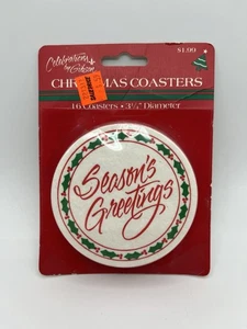 Vintage Gibson 1990 "Seasons Greetings" Urlaub Weihnachten Untersetzer 16 Stück - Bild 1 von 3
