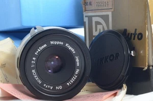 NEAR MINT IN BOX 9 BLADES NIPPON KOGAKU Nikon GN AUTO NIKKOR 45mm f/2.8 MF Lens - Picture 1 of 17