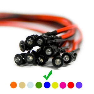 50 x Diodi Cablati LED + Supporto Plastica Wired Blu Lente Trasparente 9V 3mm - Foto 1 di 5