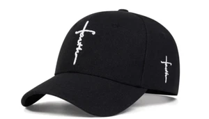 Katholisches christliches Kreuz Jesus Glaube Stickerei schwarze Kappe Mütze Baseball Outdoor - Bild 1 von 3