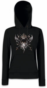 VIKING SKULL V Damen Hoodie Kapuzenpullover Walhalla Odin Thor Vikings Wikinger - Picture 1 of 1