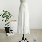 Lace Long Skirt Petticoat Underskirt Slip Dress Underdress Mesh Floral White