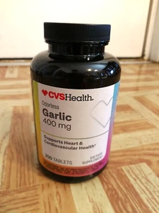 CVS Garlic 400 mg Odorless 200 Tablets Heart Cardiovascular Health Exp 8/26 - Picture 1 of 4