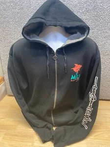 MAUI and Sons Mens XL Black Hawaii Full Zip Hoodie Sleeve Spellout Shark Retro - Picture 1 of 16