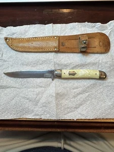 Imperial Knife PROV. R.I. USA Fixed Blade, Pearl Handle, Sheath, 7 in long, Rare - Picture 1 of 7