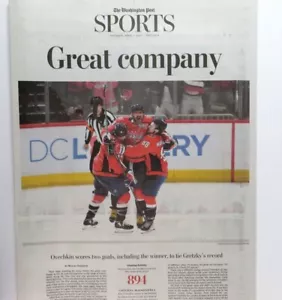 Washington Capitals Hockey ALEX OVECHKIN NHL GOAL RECORD w/ GRETSKY NEWSPAPER - Picture 1 of 6