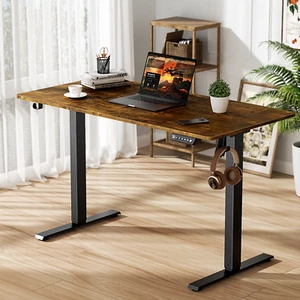 48/55/63" Brown Height Adjustable Electric Standing Desk Home Office Table/Frame - Picture 1 of 24