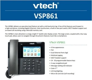 Vtech ErisTerminal VSP861 Touchscreen Color Desktop - Voice-Over-IP VOIP Phone - Picture 1 of 4