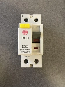Wylex 80A 30mA RCD WRS80/2 230V 2 Pole Main Switch 80 Amp Circuit Breaker - Picture 1 of 6