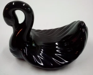 Porta asciugamani vintage anni 80 mod ceramica nero cigno decoro art deco - Foto 1 di 8