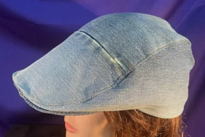 Driving Cap Gr. 7 3/8 oder L Upcycling Levis hellblau - Bild 1 von 9