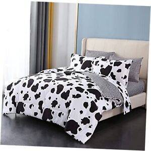  Print Comforter Set Bed in a Bag 7 Pieces- Black White Comforter Queen Cow